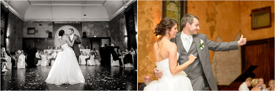 Sweet moments during first dance at downtown Indianapolis wedding