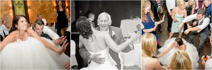 Bride and groom gettin' down on the dance floor at Sanctuary on Penn wedding