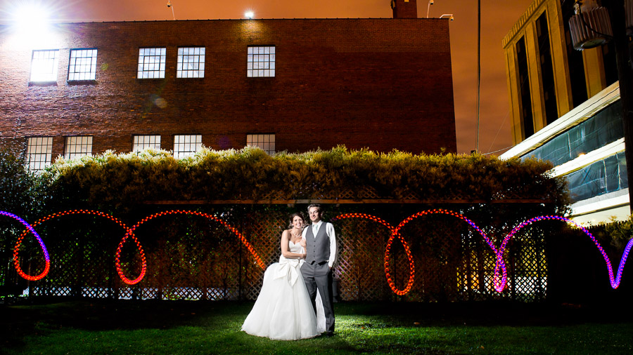 Fun, colorful, quirky, light painting at Sanctuary on Penn wedding