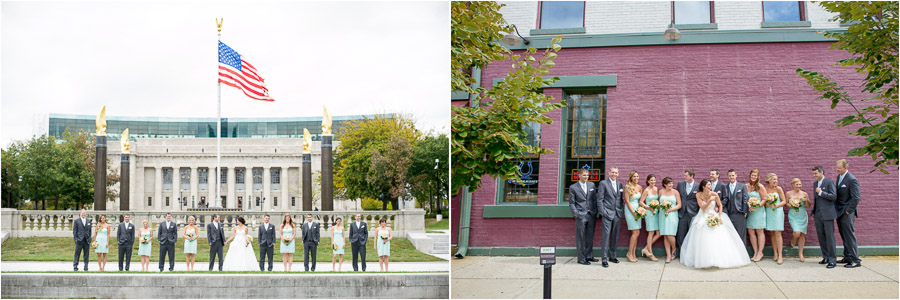 Fun, quirky, downtown Indianapolis wedding party photos.