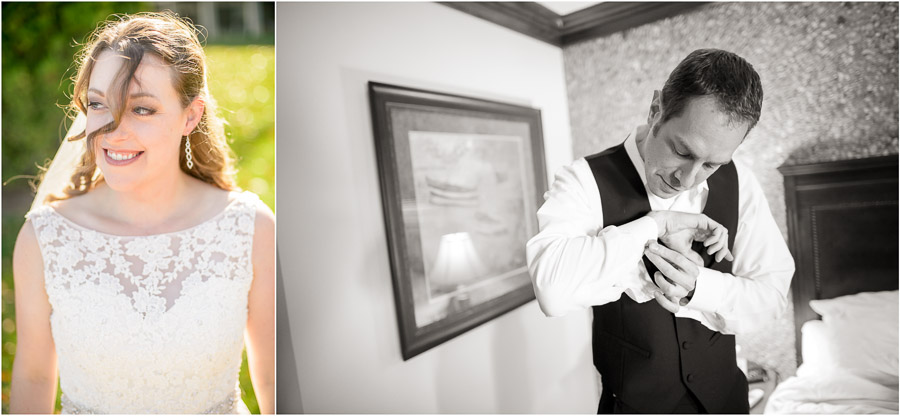 Bride and Groom getting ready at Fourwinds Resort on Lake Monroe wedding