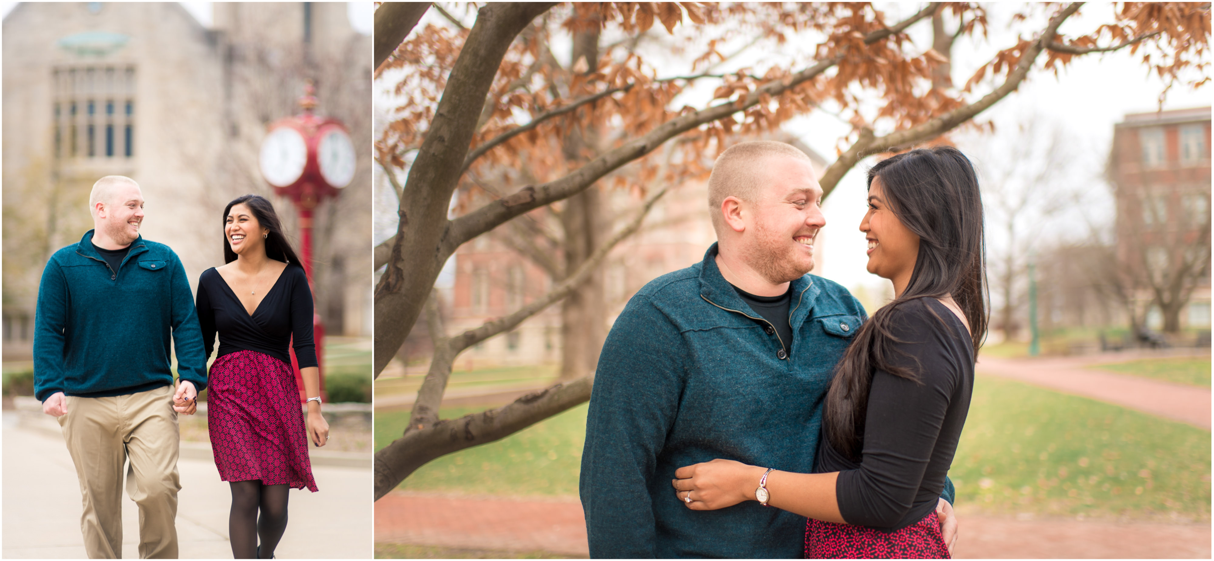 Lindsey + Matt's fun and smiley Bloomington Engagement Shoot on IU's campus