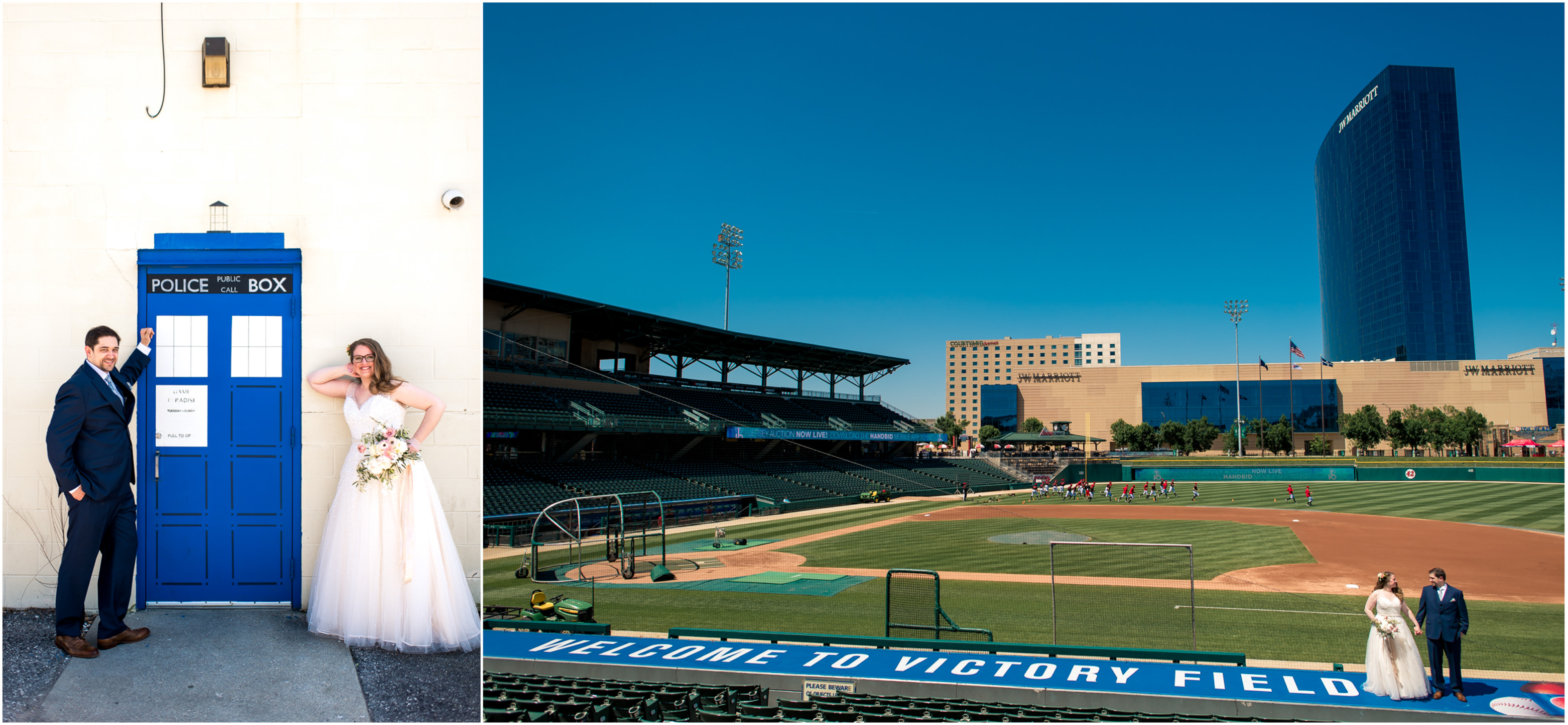 Fun baseball and Dr. Who wedding portraits!