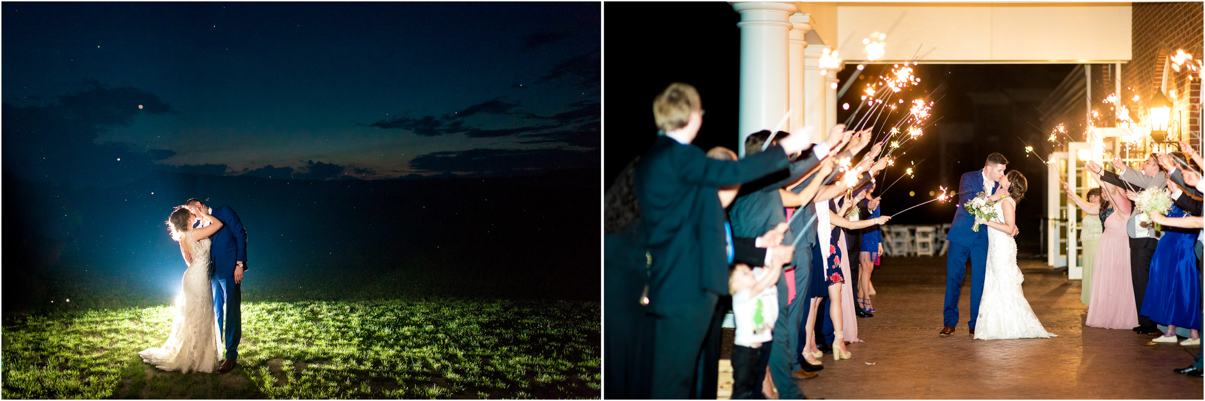 Columns at Six Penny Farms Wedding Sparkler Exit