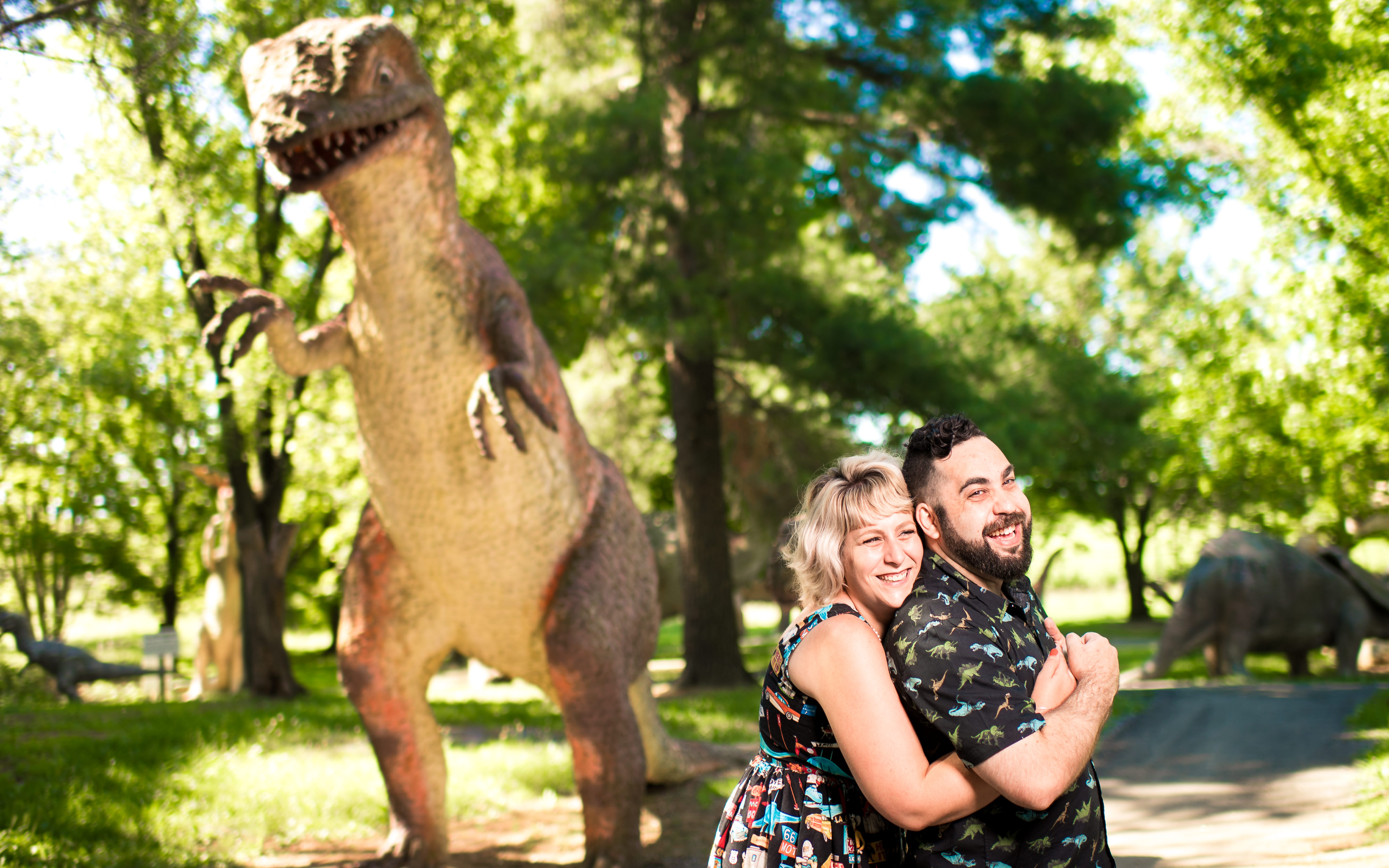 Fun Quirky Dinosaur Engagement Photos