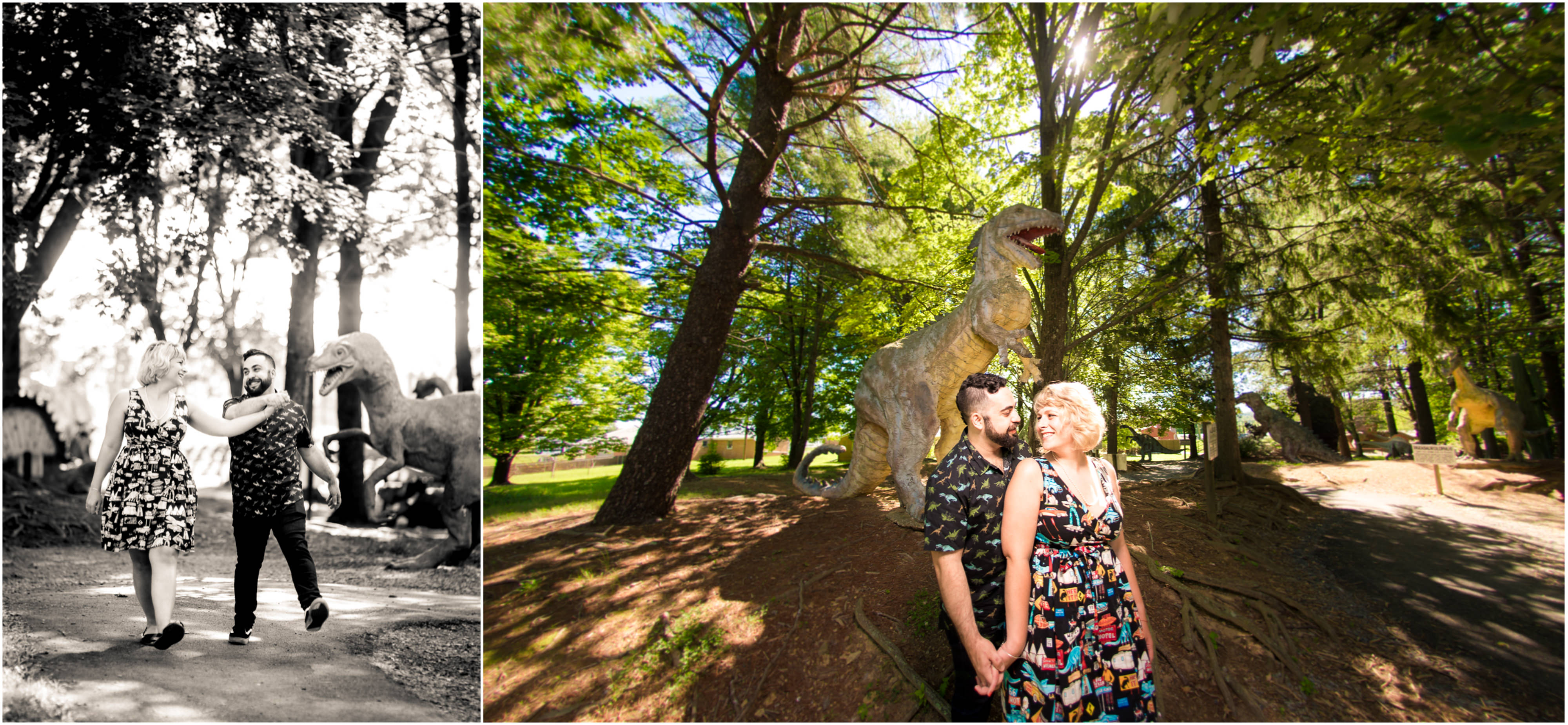 Funny Quirky Dinosaur Land Engagement Photos