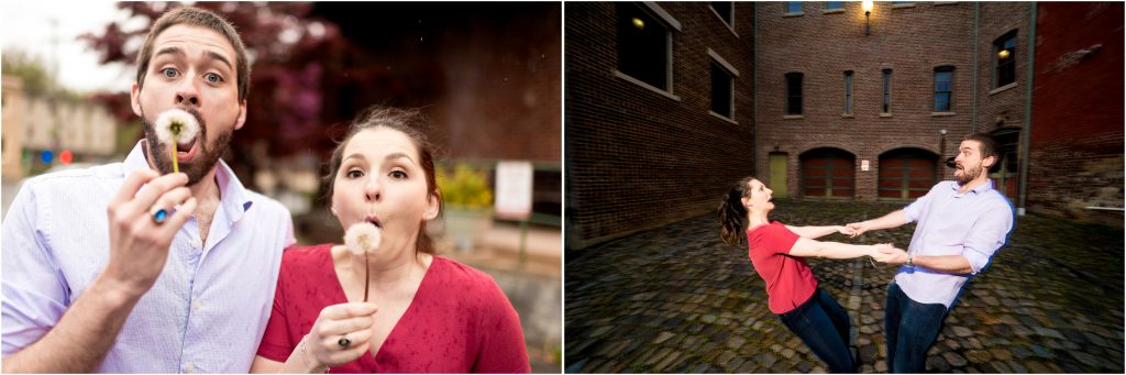 Funny and laid back engagement photos in Virginia of Shannon + Ryan