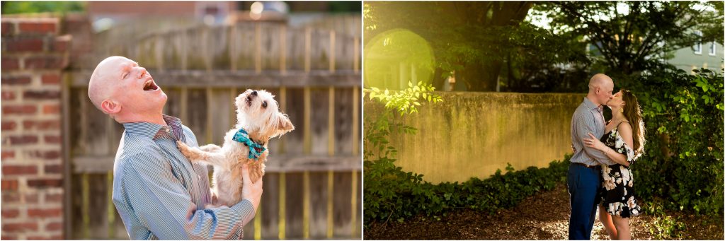 Rob making his dog howl during his RVA engagement pics