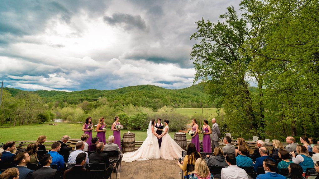 Bold Rock Wedding Ceremony Photo outside on the grounds