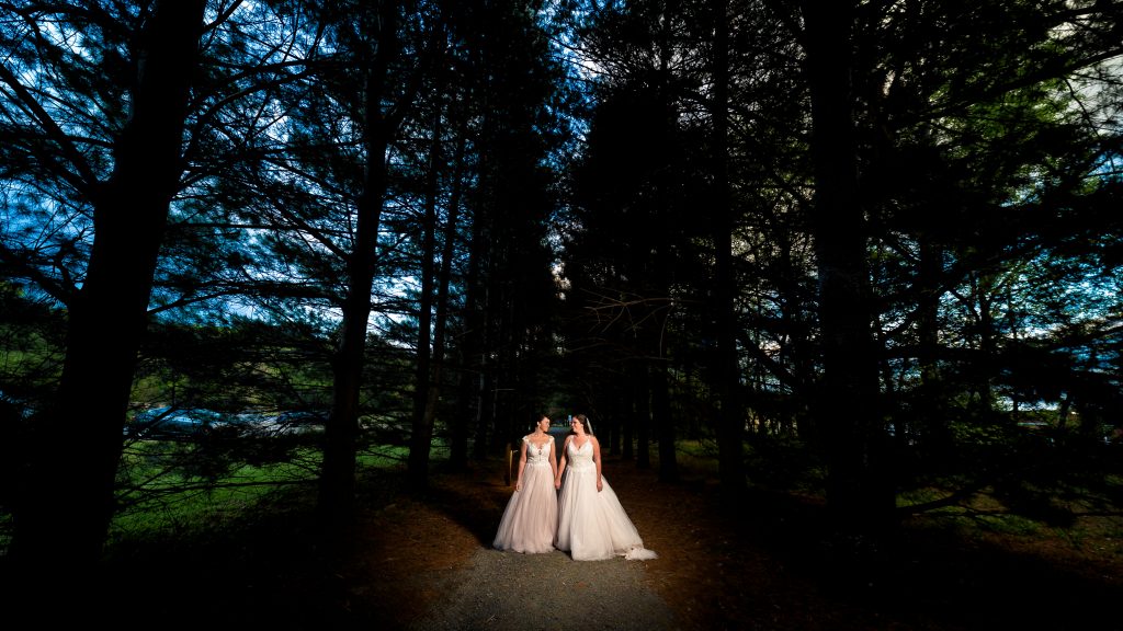 night portrait at Nelson county wedding