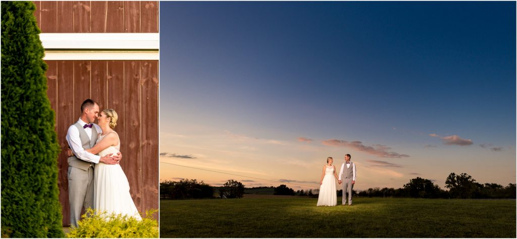 wedding couple at the barn at kline's mill outside harrisonburg