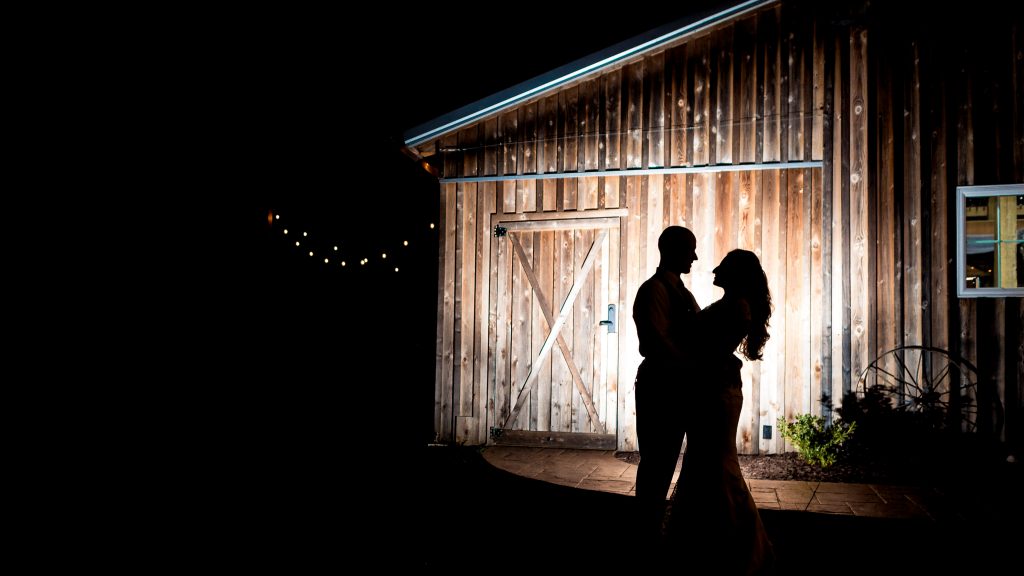 fairview farm wedding barn at night