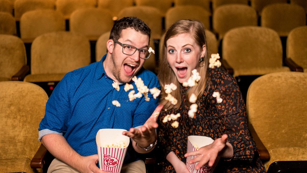 Fun Engagement Photos at the Paramount Theater in Charlottesville