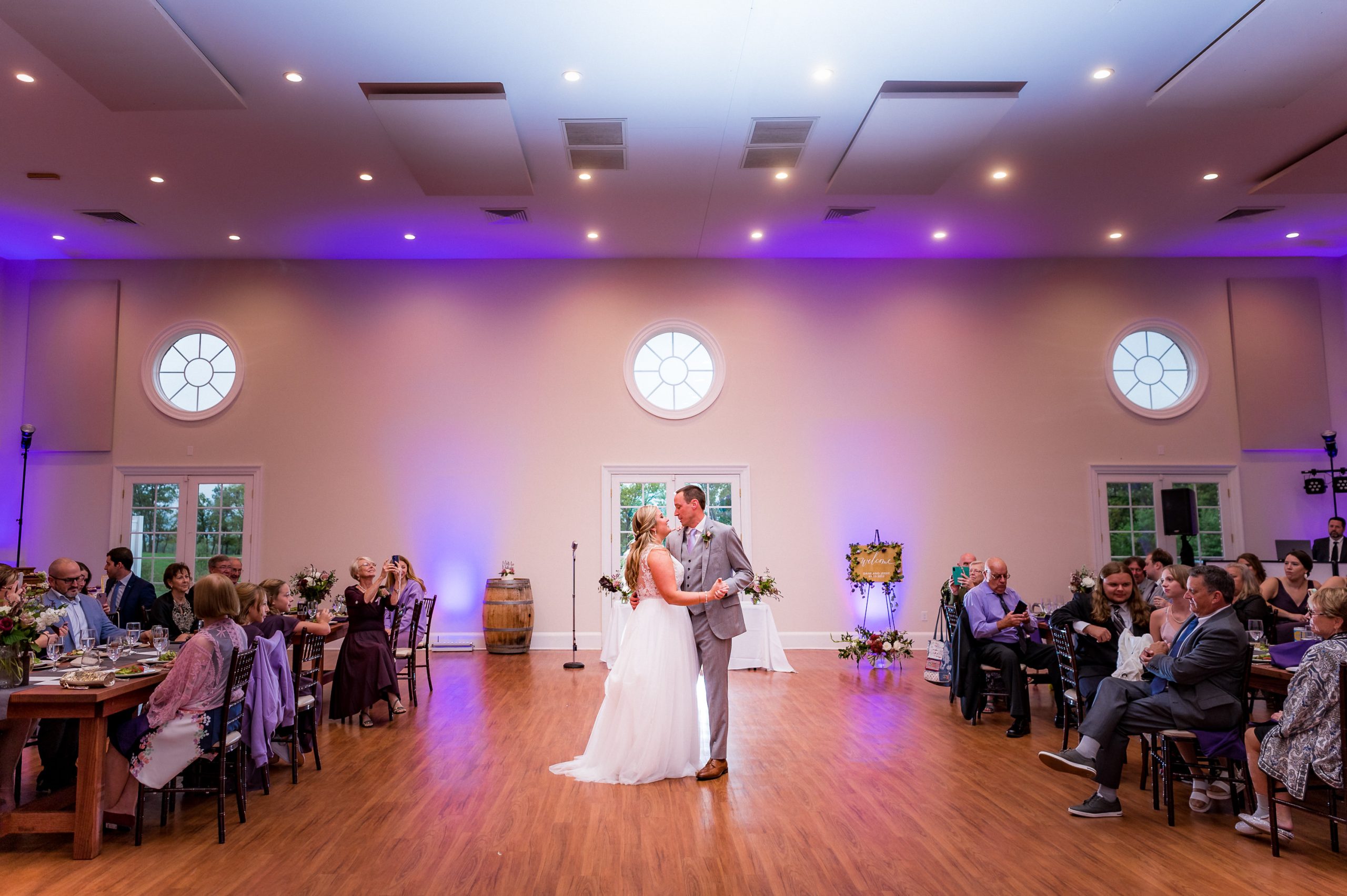 Bride and Groom dancing inside the Brix and Columns wedding venue