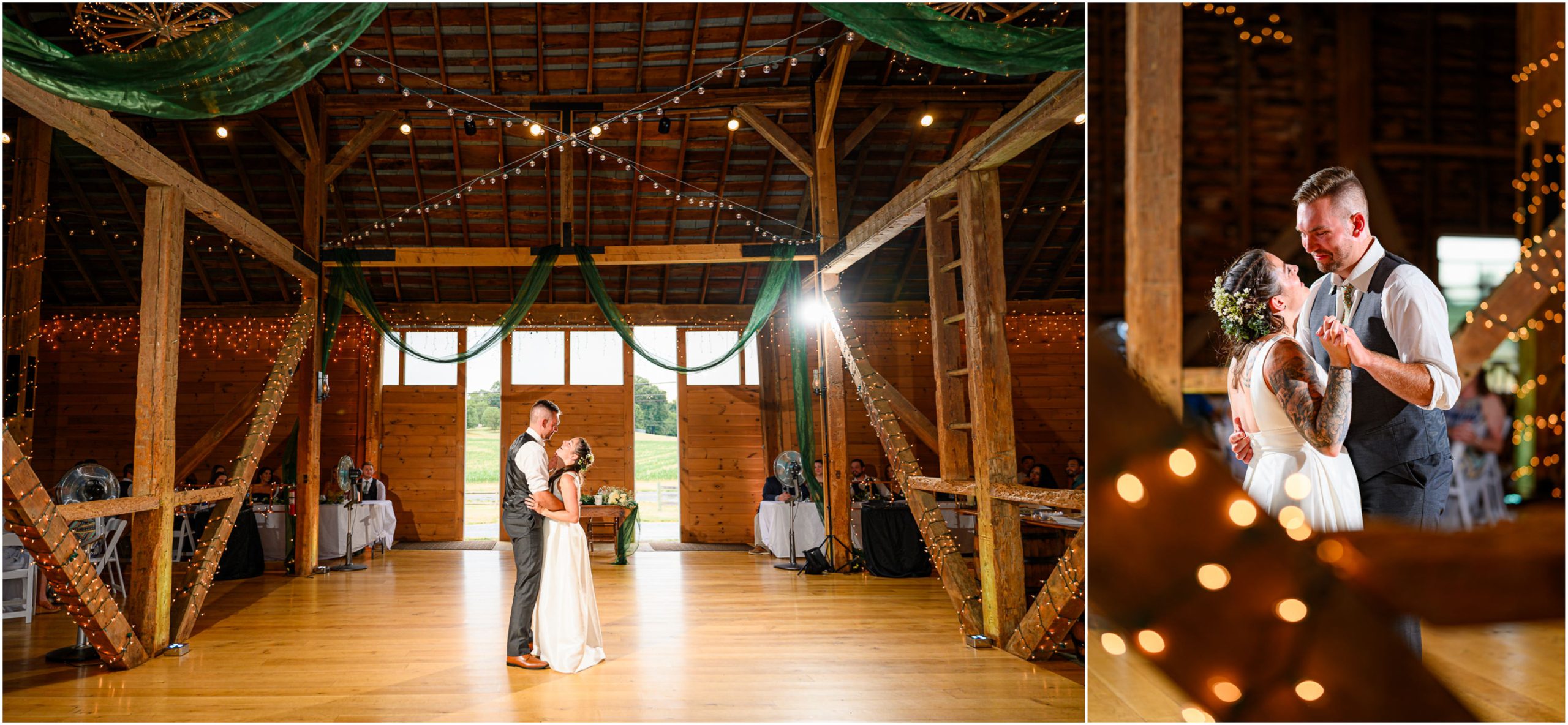 First dance by couple at their Cross Keys Barn wedding