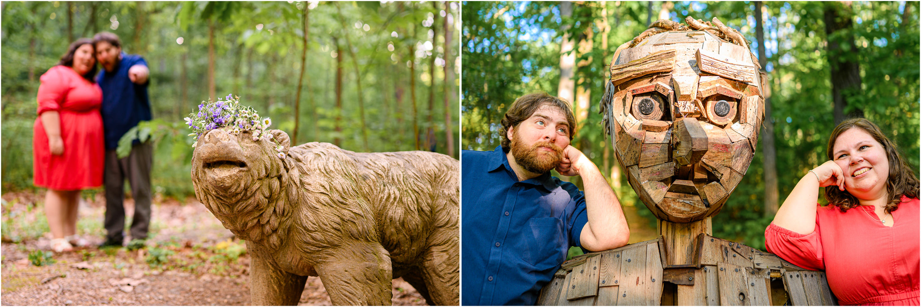 funny engagement photos at the JMU arboretum