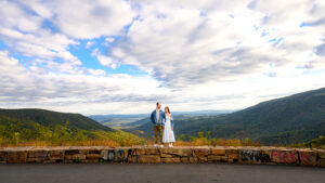 Shenandoah National Park Engagement Photography of couple with big sky