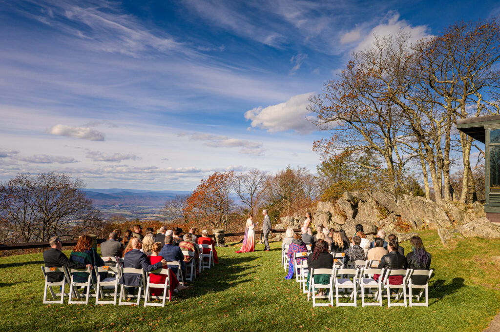 A + T's lovely, colorful, relaxed, fun, fall Skyland wedding photography on the Skyline Drive in Virginia.